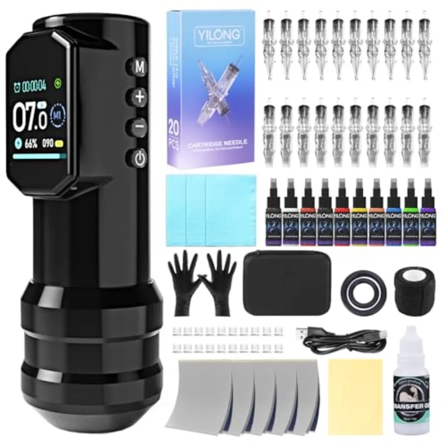 Беспроводной набор для татуировки Беспроводная ручка для татуировки с аккумулятором 1500 мАч и ходом 4,0 мм для профессионалов и начинающих татуировщиков Feat 
Беспроводной набор для татуировки Беспроводная ручка для татуировки с аккумулятором 1500 мАч и ходом 4,0 мм для профессионалов и начинающих татуировщиков Feat