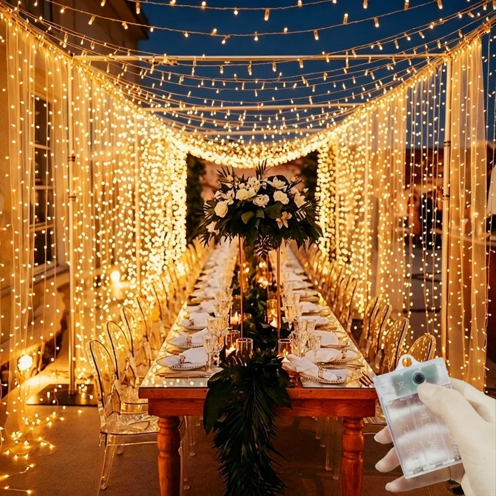 1pc 6x3/3x3/3x2/3x1m LED Curtain String Lights Bedroom Christmas Garland Fairy Lamp Wedding Party Home Decoration Battery Power
1pc 6x3/3x3/3x2/3x1m LED Curtain String Lights Bedroom Christmas Garland Fairy Lamp Wedding Party Home Decoration Battery Power