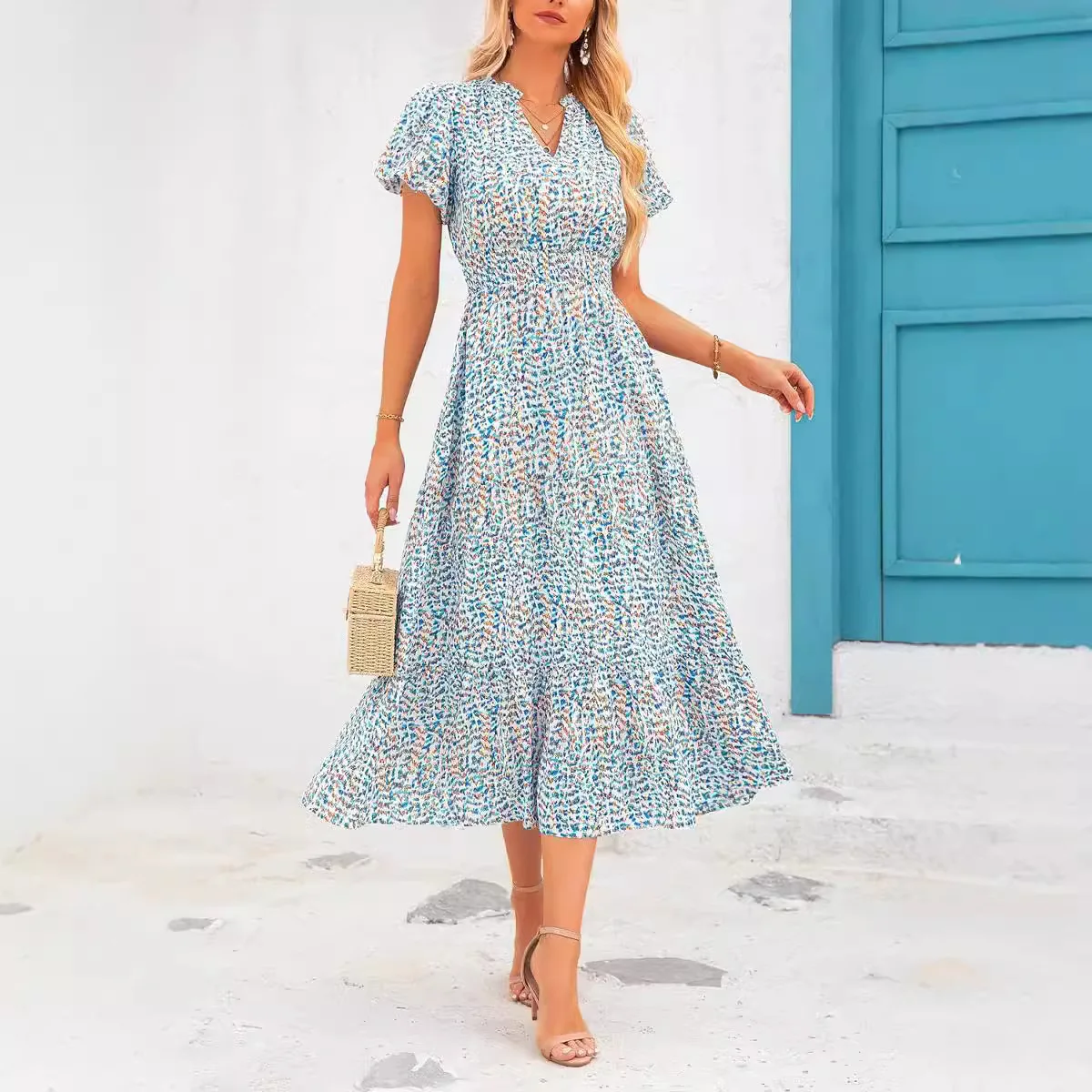 2025v-neck Pleated Short-sleeved Dress Casual Loose High-waist Temperament Long Dresses Fashion Print Pocket Holiday Dress Women
2025v-neck Pleated Short-sleeved Dress Casual Loose High-waist Temperament Long Dresses Fashion Print Pocket Holiday Dress Women