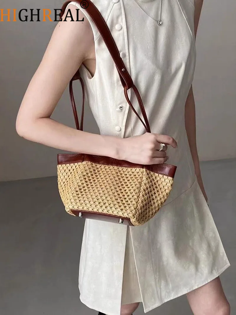 Fashion Hollow Basket Bag Faux Rattan Woven Women Handbags Luxury Pu Leather Shoulder Crossbody Bags Summer Beach Small Tote Bag
Fashion Hollow Basket Bag Faux Rattan Woven Women Handbags Luxury Pu Leather Shoulder Crossbody Bags Summer Beach Small Tote Bag