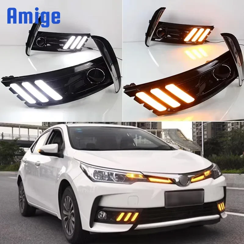 Car LED DRL 12V Daylights For Toyota Corolla 2016 - 2018 Yellow Turn Signal Daytime Running Headlamps Auto Driving Lamp Foglamp
Car LED DRL 12V Daylights For Toyota Corolla 2016 - 2018 Yellow Turn Signal Daytime Running Headlamps Auto Driving Lamp Foglamp