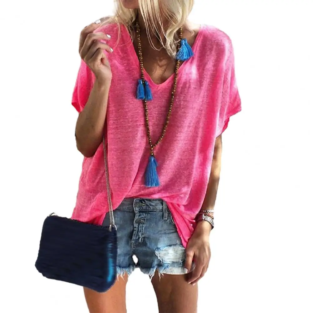 Women Tops Stylish Women's V-neck Tee Shirt for Summer Casual Wear Loose Fit Solid Color Top for Daily Outfits Comfortable Short
Women Tops Stylish Women's V-neck Tee Shirt for Summer Casual Wear Loose Fit Solid Color Top for Daily Outfits Comfortable Short