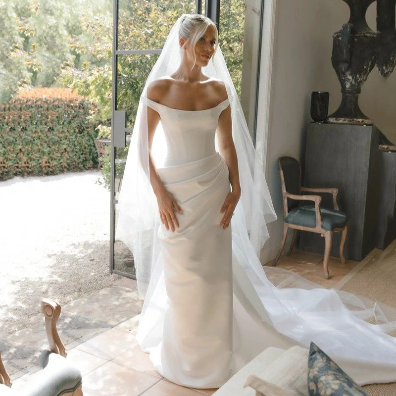 Eightree Simple Mermaid Wedding Dresses Off The Shoulder Backless Satin Bridal Dress White Wedding Ball Prom Gowns Customized
Eightree Simple Mermaid Wedding Dresses Off The Shoulder Backless Satin Bridal Dress White Wedding Ball Prom Gowns Customized