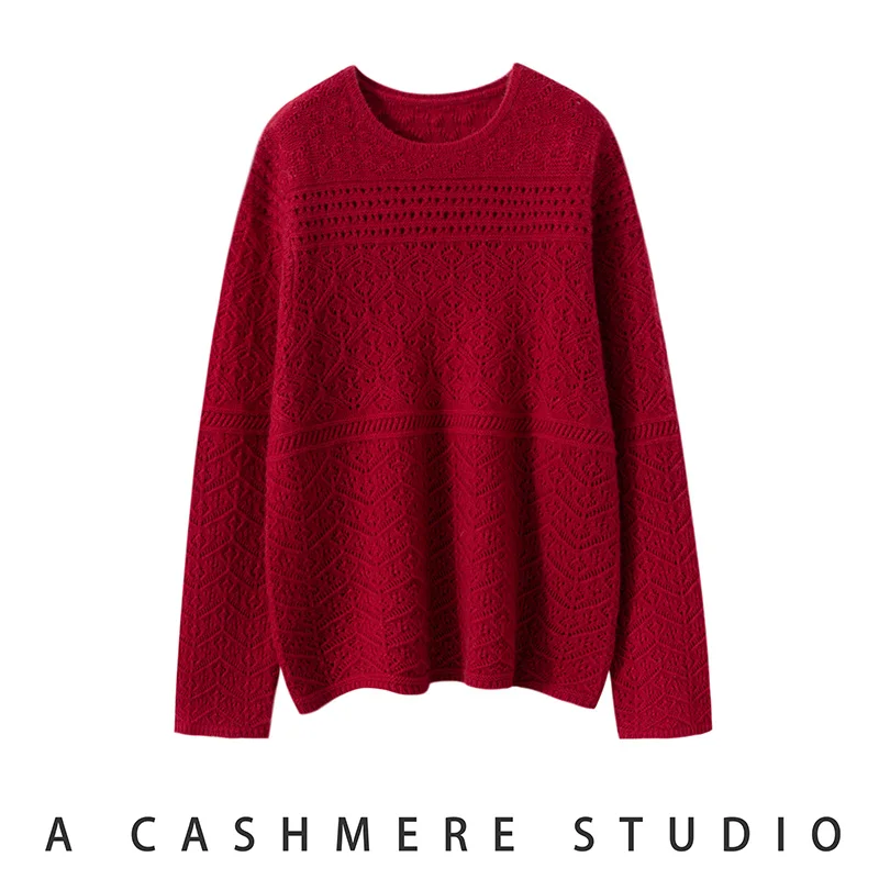 One Size Women Cashmere Sweater O-neck Pullover Hollow Out Thickening Loose 100% Cashmere Knitwear Spring Autumn Winter Knit Top
One Size Women Cashmere Sweater O-neck Pullover Hollow Out Thickening Loose 100% Cashmere Knitwear Spring Autumn Winter Knit Top