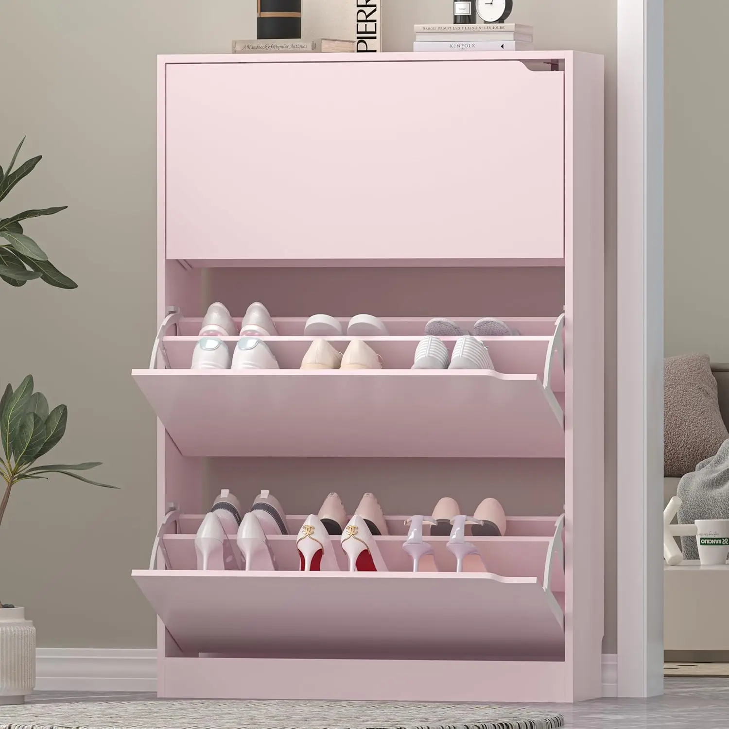 Pink Shoe Cabinet 3 Flip Drawers, Hidden Freestanding Organizer Entryway Closet Living Room 47.2"Hx31.5"Wx9.4"D, Customized
Pink Shoe Cabinet 3 Flip Drawers, Hidden Freestanding Organizer Entryway Closet Living Room 47.2"Hx31.5"Wx9.4"D, Customized