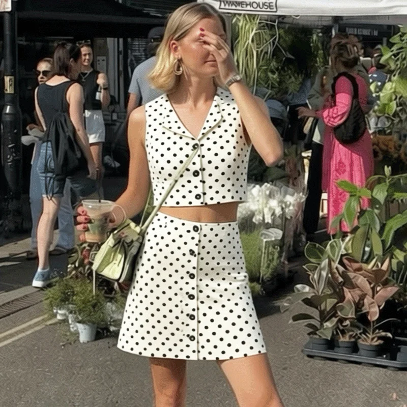Tuularose Women's Polka Dot 2 Piece Dress Sets Vintage Lapel Blazer Vest Button Skirt Set Fashion Commute Streetwear Dress Sets
Tuularose Women's Polka Dot 2 Piece Dress Sets Vintage Lapel Blazer Vest Button Skirt Set Fashion Commute Streetwear Dress Sets