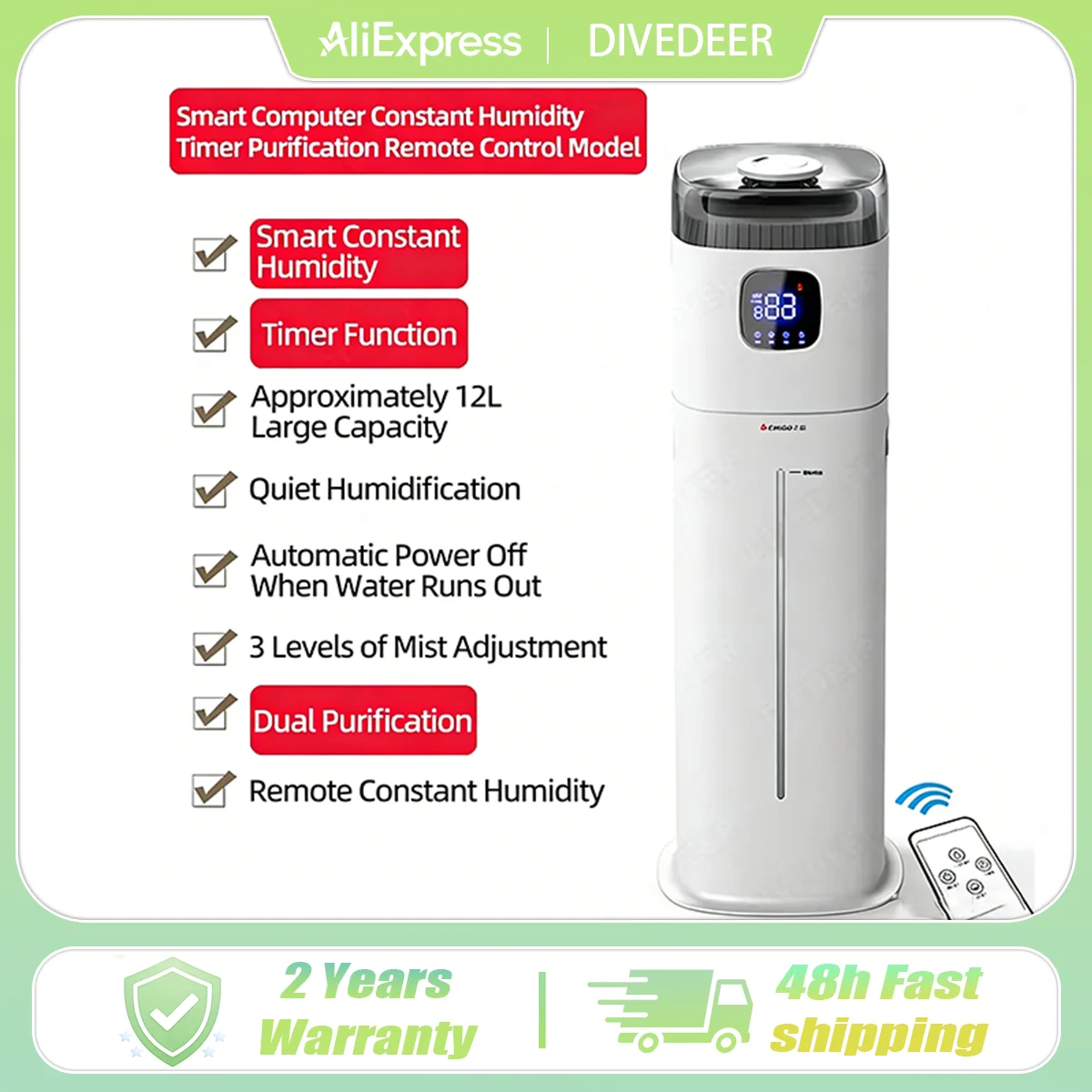 Увлажнитель воздуха DIVEDEER для дома и спальни, бесшумный, для беременных и младенцев, компактный корпус, большой объем, настольный, с функцией распыления тумана
Увлажнитель воздуха DIVEDEER для дома и спальни, бесшумный, для беременных и младенцев, компактный корпус, большой объем, настольный, с функцией распыления тумана