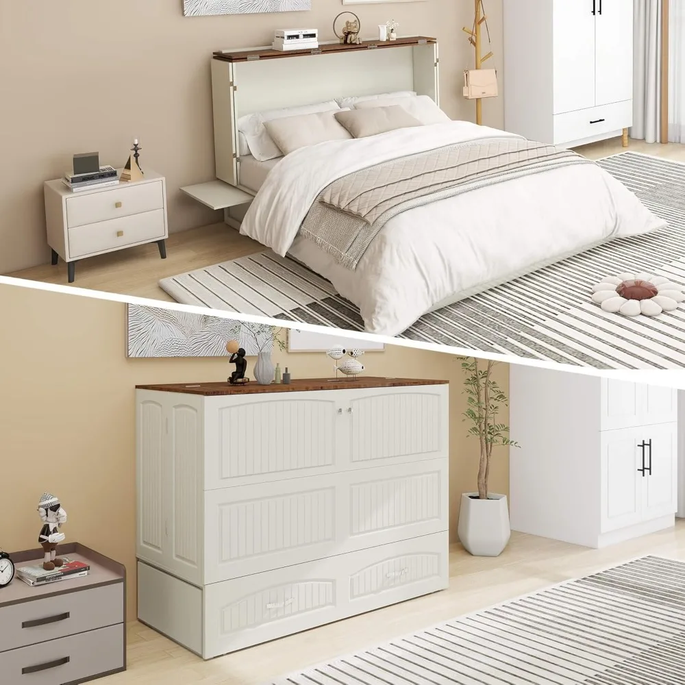 Queen Murphy Bed Cabinet with Charging Station for Guest Room, Warm White Hideaway Murphy Bed Queen with Storage Drawer
Queen Murphy Bed Cabinet with Charging Station for Guest Room, Warm White Hideaway Murphy Bed Queen with Storage Drawer