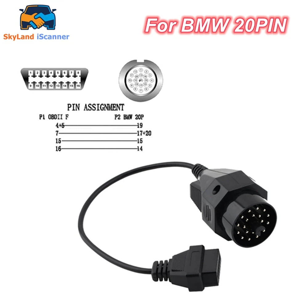Best For BMW Connector 20 PIN to 16PIN OBD2 Diagnostic Cable For BMW 20Pin OBD2 Connector Super practical OBD2 Connector Adapter
Best For BMW Connector 20 PIN to 16PIN OBD2 Diagnostic Cable For BMW 20Pin OBD2 Connector Super practical OBD2 Connector Adapter