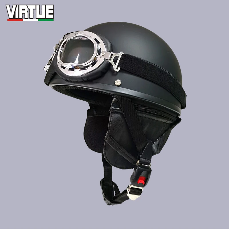VIRTUE Motorcycle Helmet For Men & Women Classic Open Face Design Four Seasons With Fashion Goggles Cascos Para Motos
VIRTUE Motorcycle Helmet For Men & Women Classic Open Face Design Four Seasons With Fashion Goggles Cascos Para Motos
