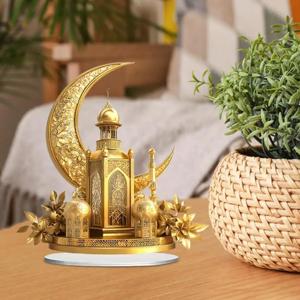 Festival Moon Castle Decoration Durable Moon Castle Decor Golden Moon Mosque Table Sign Elegant Acrylic Ornament for Home Office
Festival Moon Castle Decoration Durable Moon Castle Decor Golden Moon Mosque Table Sign Elegant Acrylic Ornament for Home Office