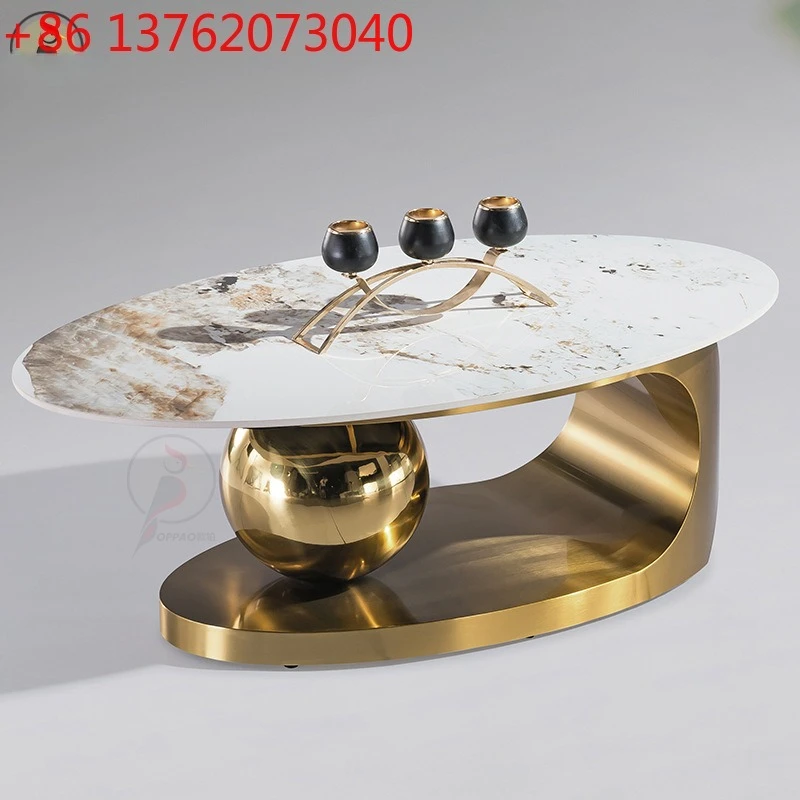 Rock slab light luxury Italian living room household oval French simple tea table side table combination
Rock slab light luxury Italian living room household oval French simple tea table side table combination