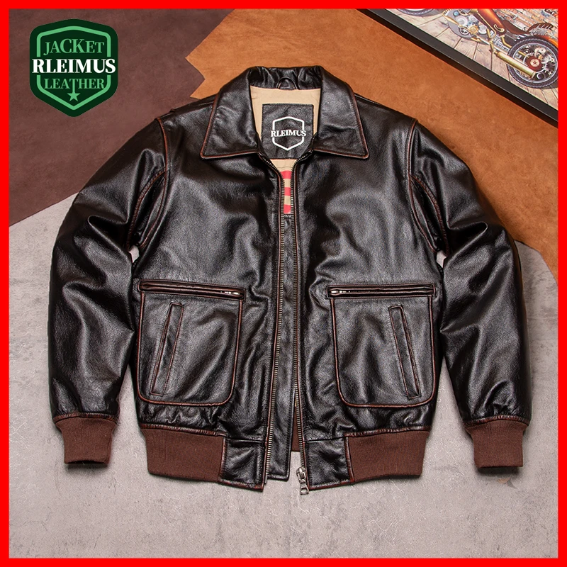 Motorcycle Men's Leather Jacket Top Layer Cowhide Military Jacket Air Force A2 Corium Flight Jacket Vintage Tooling Short Coat
Motorcycle Men's Leather Jacket Top Layer Cowhide Military Jacket Air Force A2 Corium Flight Jacket Vintage Tooling Short Coat