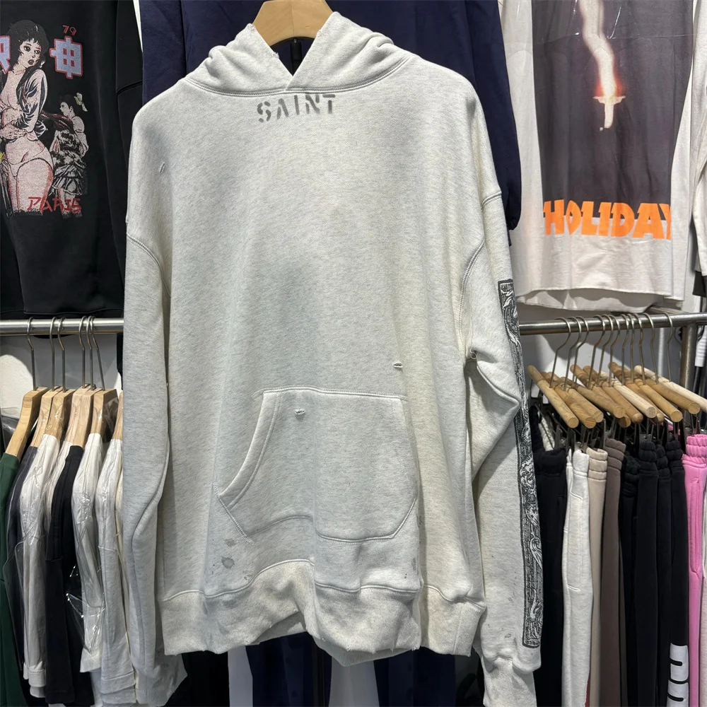 Мужская винтажная толстовка Waed с эффектом потертости и дырками, американский свободный крой, современный молодежный стиль, с текстовым принтом, осенне-зимняя мода
Мужская винтажная толстовка Waed с эффектом потертости и дырками, американский свободный крой, современный молодежный стиль, с текстовым принтом, осенне-зимняя мода