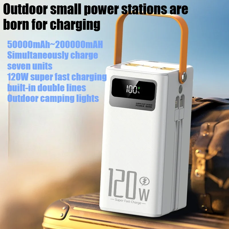 Power Bank емкостью 200000 мАч со встроенными кабелями и быстрой зарядкой PD 120 Вт — портативный солнечный генератор для улицы/кемпинга
Power Bank емкостью 200000 мАч со встроенными кабелями и быстрой зарядкой PD 120 Вт — портативный солнечный генератор для улицы/кемпинга