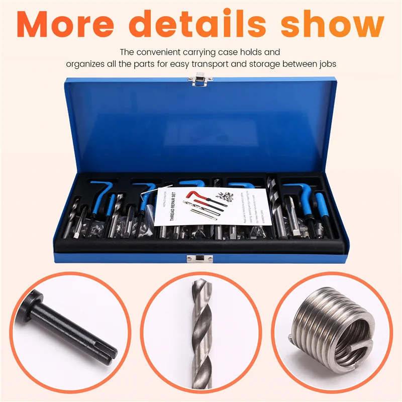 131PC SAE Thread Repair Kit HSS Drill Helicoil Kit Standard, 1/4Inch 5/16Inch 3/8Inch 7/16Inch 1/2Inch
131PC SAE Thread Repair Kit HSS Drill Helicoil Kit Standard, 1/4Inch 5/16Inch 3/8Inch 7/16Inch 1/2Inch