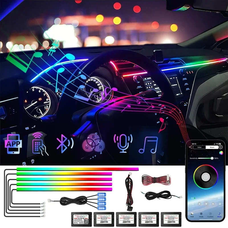 64 RGB Освещение автомобильные окружающие лампы радужные красочные автомобильные атмосферы универсальная неоновая симфония акриловые App светильник полоски
64 RGB Освещение автомобильные окружающие лампы радужные красочные автомобильные атмосферы универсальная неоновая симфония акриловые App светильник полоски