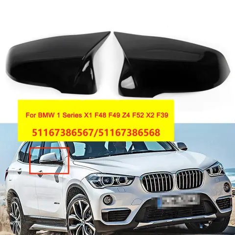 For BMW 1 Series X1 F48 F49 X2 F39 Z4 F52 Reverse Mirror Case Niu Horn Gloss Black Carbon Fiber 51167386567 F48F49F52