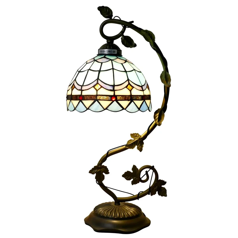 Tiffany Lamps Bedside Table Lamp Morning Glory Flowers Curved Style Stained Glass Table Lamp with Metal Leaf Decor
Tiffany Lamps Bedside Table Lamp Morning Glory Flowers Curved Style Stained Glass Table Lamp with Metal Leaf Decor