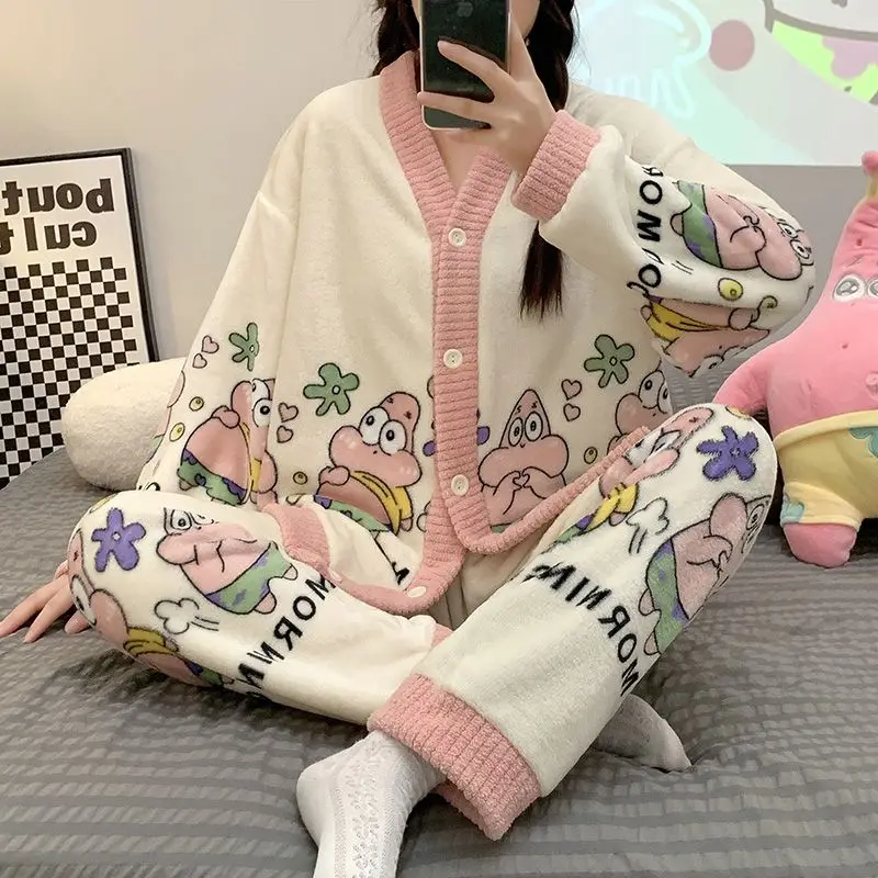 SpongeBob SquarePants Pajamas Autumn/Winter Flannel Plus Size Nightwear Women's Winter Thickened Home Clothes Set Girls Gifts
SpongeBob SquarePants Pajamas Autumn/Winter Flannel Plus Size Nightwear Women's Winter Thickened Home Clothes Set Girls Gifts