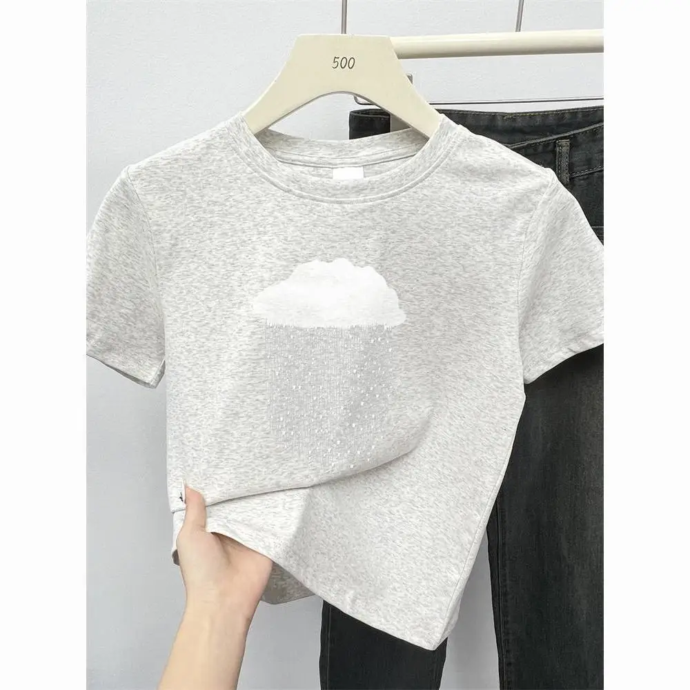 Pure Cotton Short Round Neck Short Sleeve T-shirt for Women Printed Casual Loose Versatile Top
Pure Cotton Short Round Neck Short Sleeve T-shirt for Women Printed Casual Loose Versatile Top