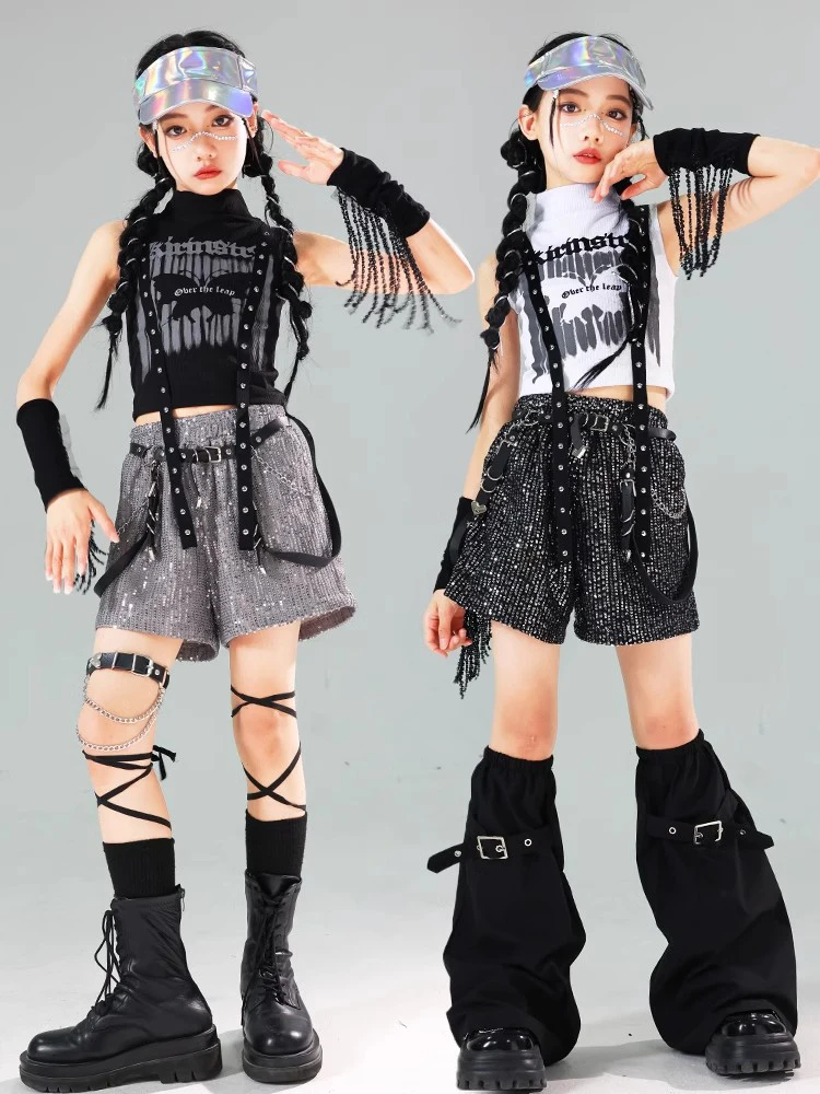 Girls hip Hop Jazz Dance Costume Kids Cheerleading Performance Clothes Sleeveless Vest Sequin Shorts Kpop Stage Wear BL13478
Girls hip Hop Jazz Dance Costume Kids Cheerleading Performance Clothes Sleeveless Vest Sequin Shorts Kpop Stage Wear BL13478