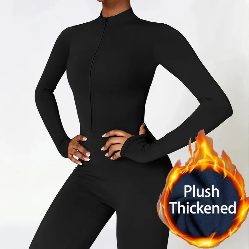 Warm Plush Sports Jumpsuits Women's Tracksuit One-Piece Fitness Suit Winter Gym Sets Long Sleeves Black Exercise Bodysuit Woman
Warm Plush Sports Jumpsuits Women's Tracksuit One-Piece Fitness Suit Winter Gym Sets Long Sleeves Black Exercise Bodysuit Woman