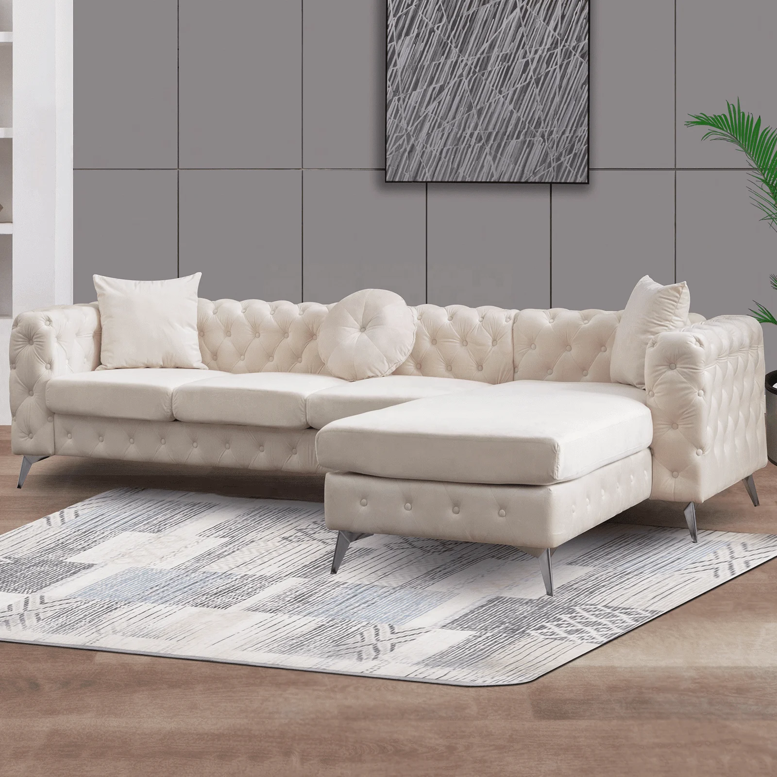 yh-Modern Velvet Fabric L Shaped Sectional Sofa Upholstered Chesterfield Sofa with Chaise for Living Room Sofas#
yh-Modern Velvet Fabric L Shaped Sectional Sofa Upholstered Chesterfield Sofa with Chaise for Living Room Sofas#