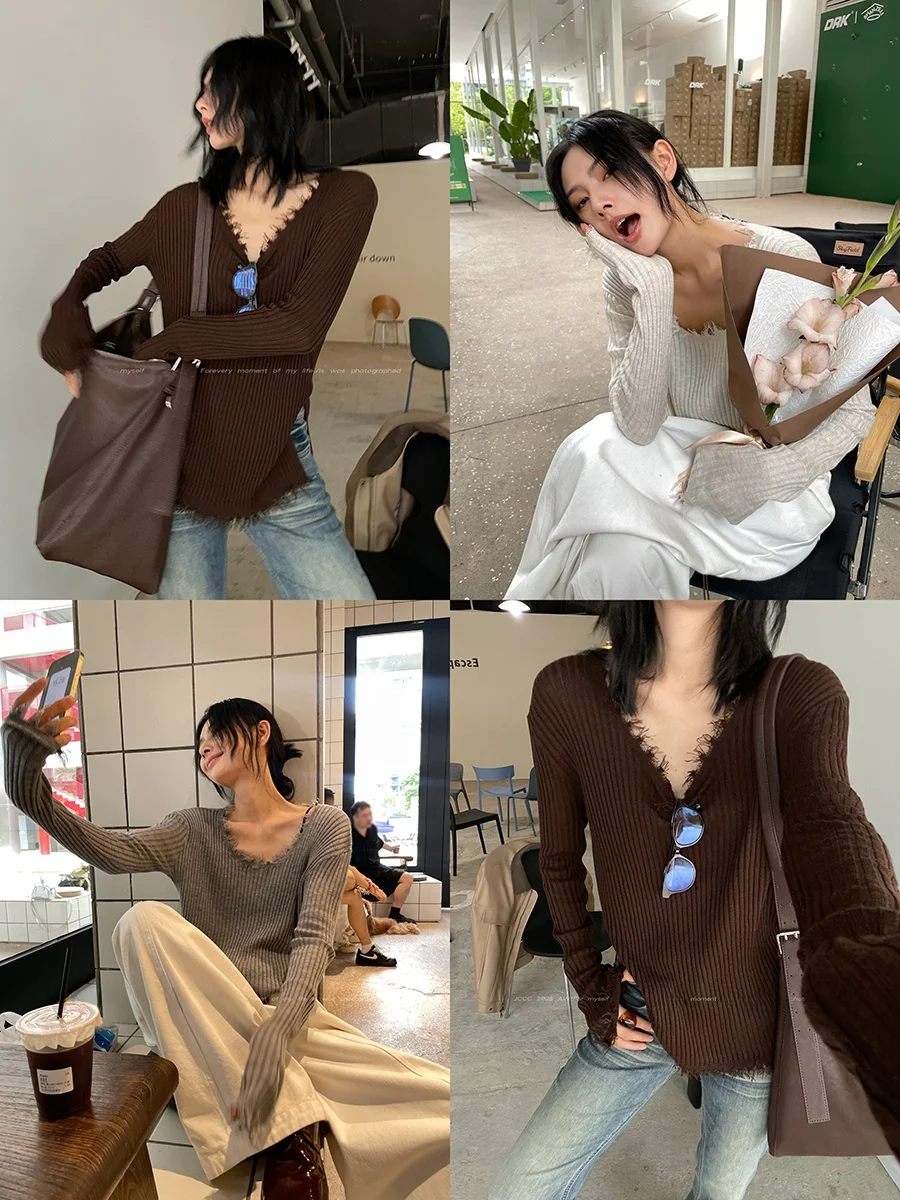 Вязаная базовая футболка JCCC adow из смесовой шерсти с эффектом похудения, с вертикальными полосками и рваной текстурой, в четырех цветах, повседневная, без рукавов
Вязаная базовая футболка JCCC adow из смесовой шерсти с эффектом похудения, с вертикальными полосками и рваной текстурой, в четырех цветах, повседневная, без рукавов