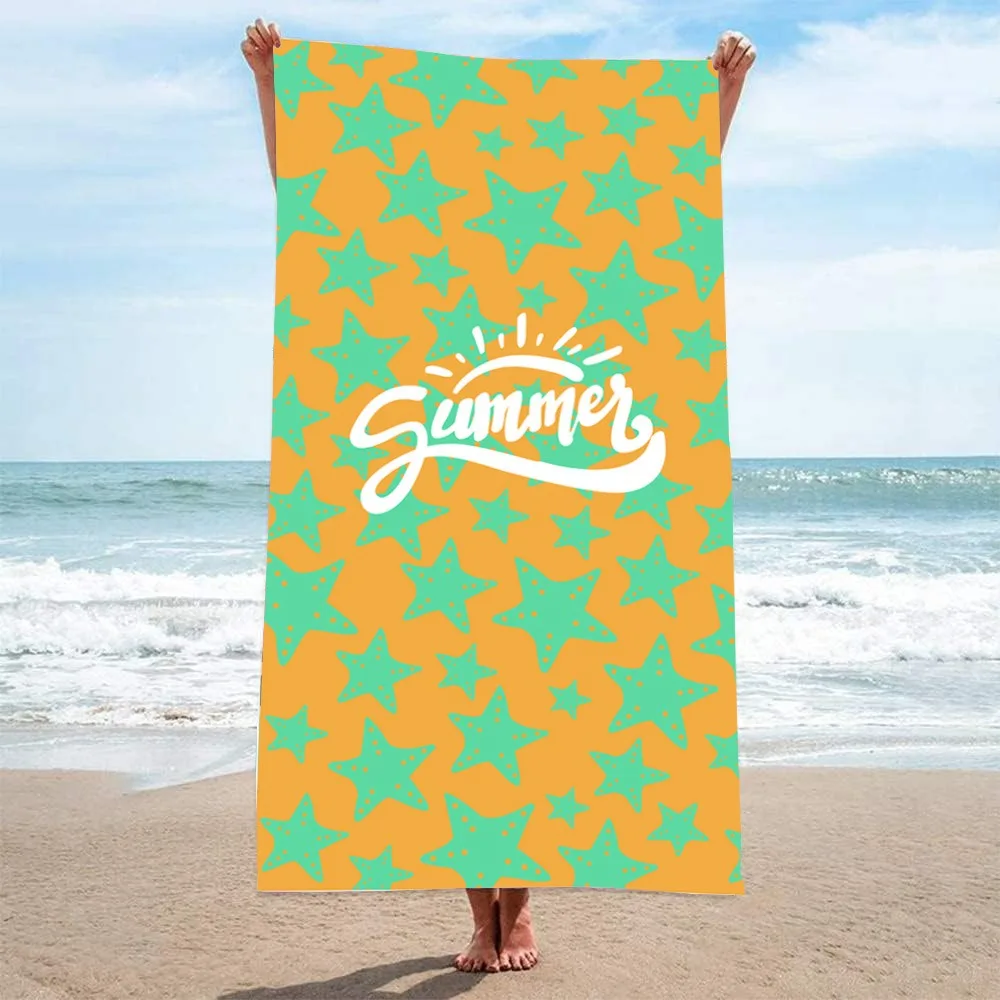 Orange Beach Towel Green Starfish Print Sandproof Bath Towel Summer Vacation Quick Dry Microfiber Blanket for Surfing Seaside
Orange Beach Towel Green Starfish Print Sandproof Bath Towel Summer Vacation Quick Dry Microfiber Blanket for Surfing Seaside