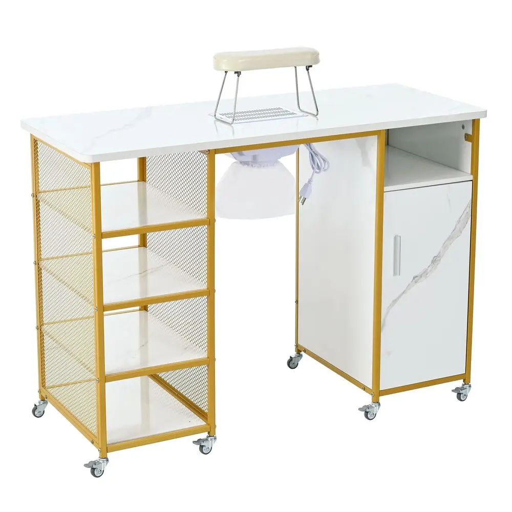 Table Nail Desk for Nail Tech,Marbling Texture Nail Table Station w Electric Dust Collector,Lockable Wheels, Nail Makeup Storag
Table Nail Desk for Nail Tech,Marbling Texture Nail Table Station w Electric Dust Collector,Lockable Wheels, Nail Makeup Storag