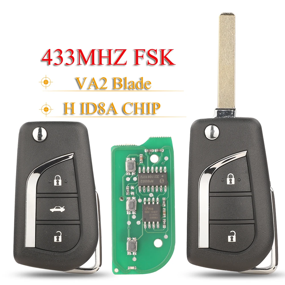 jingyuqin 2/3B 433Mhz FSK H ID8A Chip Flip Remote Car key For 2018+ Toyota Corolla RAV4 Hice Wildlander VA2 Auto Key Fob Control
jingyuqin 2/3B 433Mhz FSK H ID8A Chip Flip Remote Car key For 2018+ Toyota Corolla RAV4 Hice Wildlander VA2 Auto Key Fob Control
