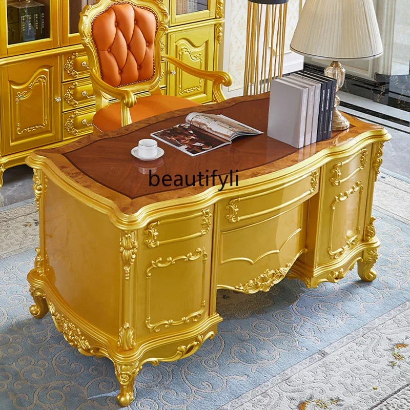 B03 European desk American luxury solid wood retro gold-painted desk atmospheric desk
B03 European desk American luxury solid wood retro gold-painted desk atmospheric desk