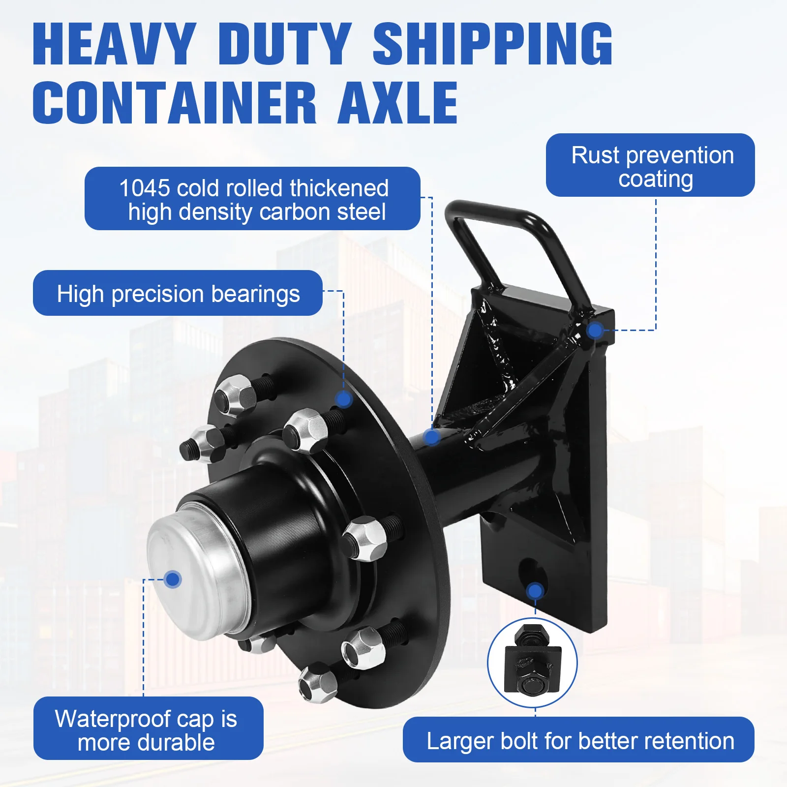 2 Pack Shipping Container Axles with Ratchet Strap Tie Down J Hook Shipping Container Spindle Kit Shipping Container Accessories
2 Pack Shipping Container Axles with Ratchet Strap Tie Down J Hook Shipping Container Spindle Kit Shipping Container Accessories