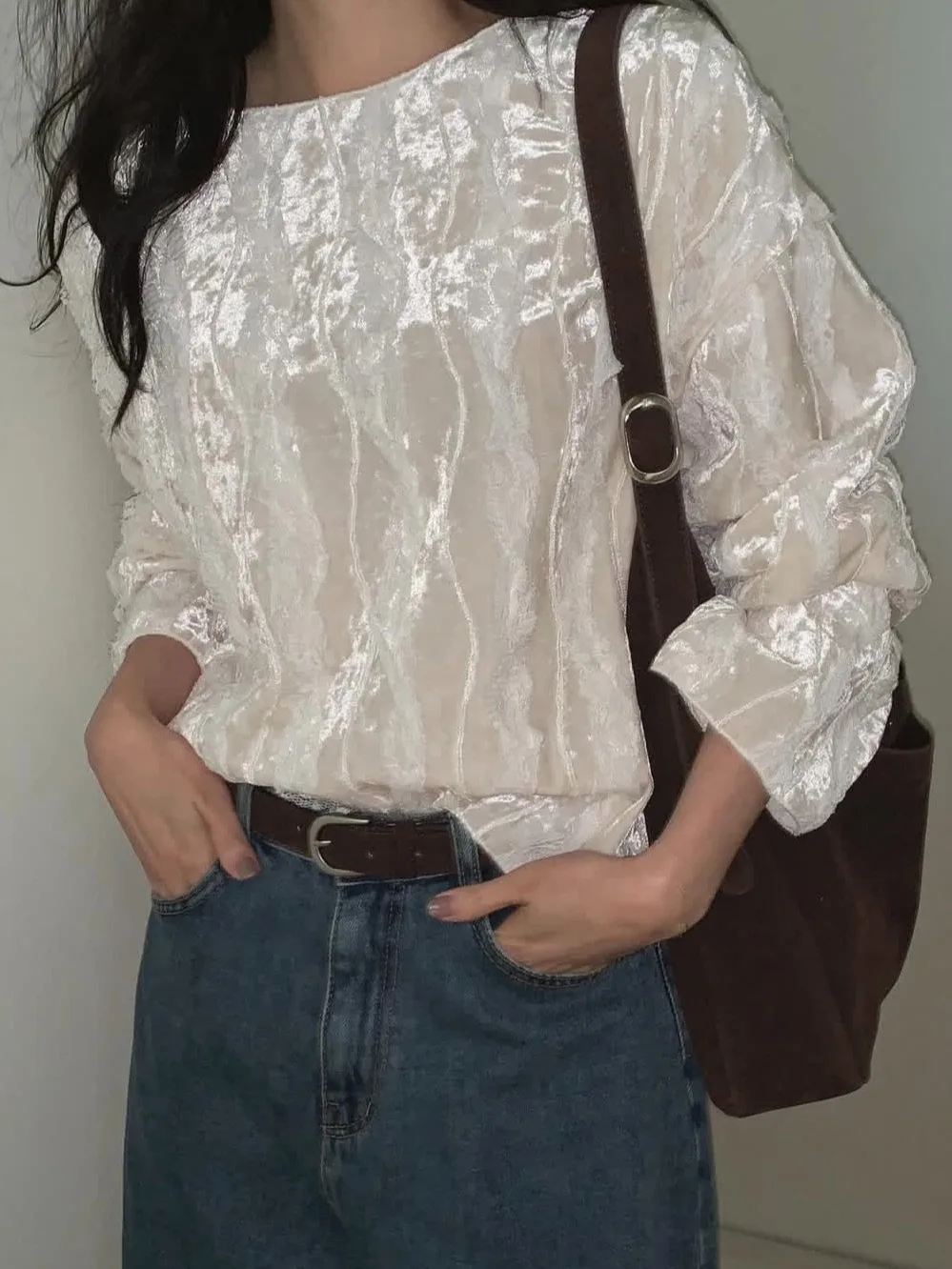 Ele Velvet irt Women's Loose Sli Spring Lace Trimmed 3D Floral Embroidery Versatile Casual Faion Korean Sle Top
Ele Velvet irt Women's Loose Sli Spring Lace Trimmed 3D Floral Embroidery Versatile Casual Faion Korean Sle Top