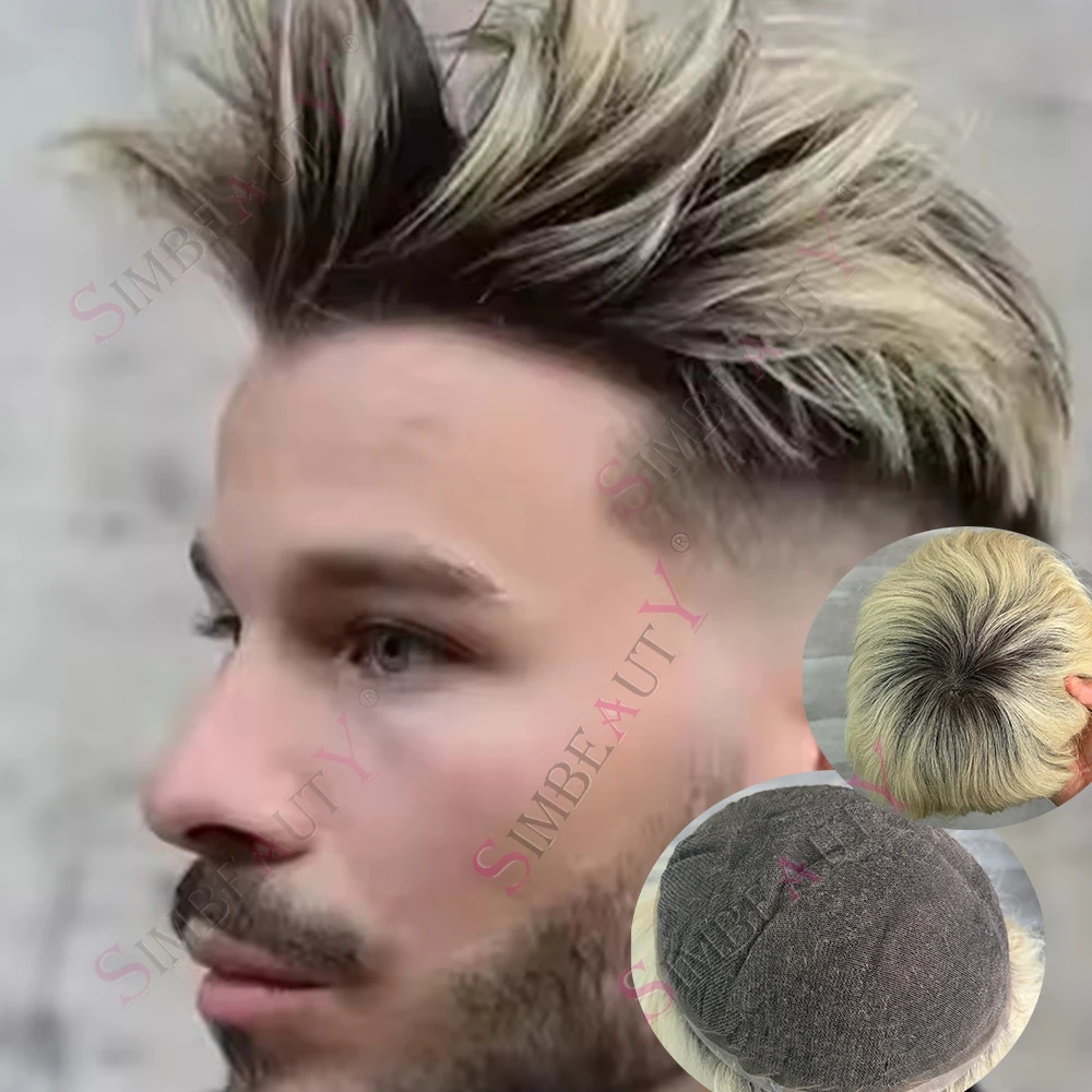 Men's Black Roots 1BT613# 1BT60# Ombre Blonde Full French Lace Male Hair Prosthesis Breathable Toupee Platinum Human Hair wigs
Men's Black Roots 1BT613# 1BT60# Ombre Blonde Full French Lace Male Hair Prosthesis Breathable Toupee Platinum Human Hair wigs