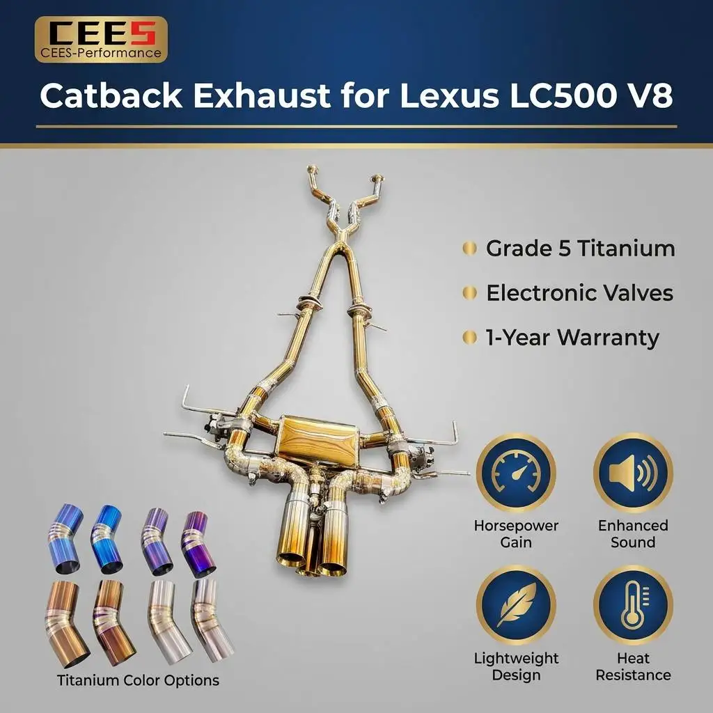 CEES New Design Catback Exhaust for Lexus LC500 V8 5.0L 2018-2025 Valvetronic Muffler Exhaust Upgrade System
CEES New Design Catback Exhaust for Lexus LC500 V8 5.0L 2018-2025 Valvetronic Muffler Exhaust Upgrade System