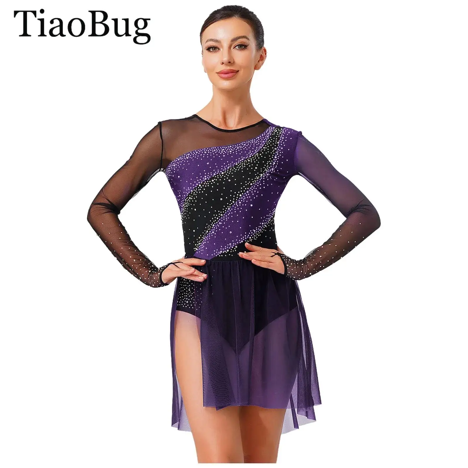 Girls Gymnastics Ballet Leotard Dress Figure Ice Skating Dress Rhinestones Sheer Mesh Overlay Lyrical Dance Performance Costume
Girls Gymnastics Ballet Leotard Dress Figure Ice Skating Dress Rhinestones Sheer Mesh Overlay Lyrical Dance Performance Costume