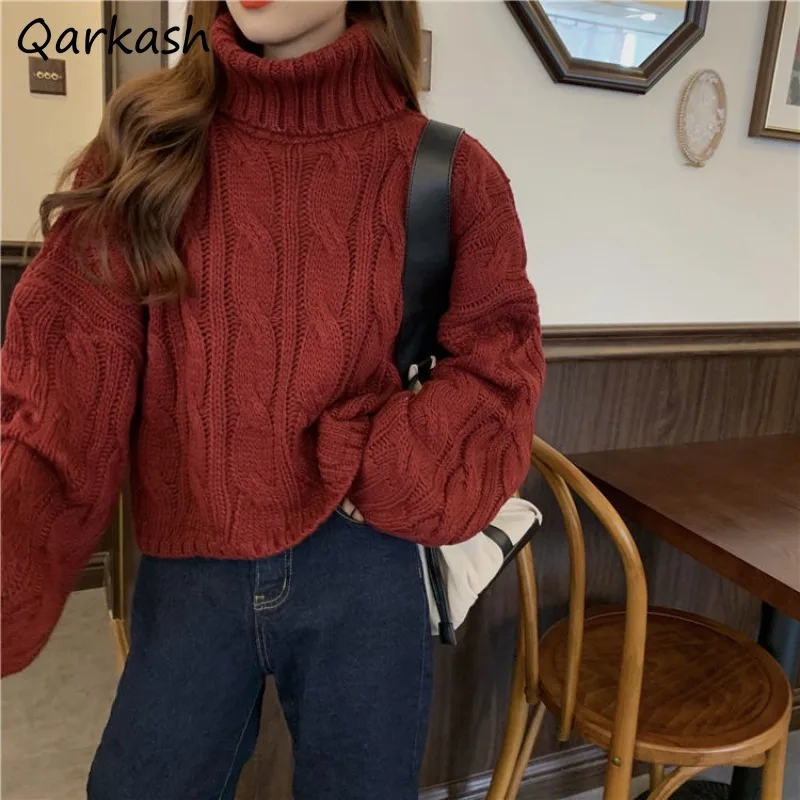 Solid Pullovers Women Loose Korean Style All-match Long Sleeve Sweaters Jacquard Casual Streetwear Fashion Turtleneck Popular
Solid Pullovers Women Loose Korean Style All-match Long Sleeve Sweaters Jacquard Casual Streetwear Fashion Turtleneck Popular
