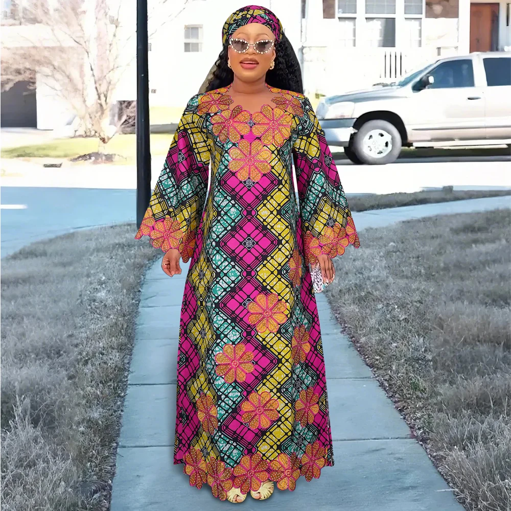 Plus Size African Clothes for Women 2026 New Dashiki Ankara Embroidery Bazin Riche Design Wedding Party Dresses with Headscarf
Plus Size African Clothes for Women 2026 New Dashiki Ankara Embroidery Bazin Riche Design Wedding Party Dresses with Headscarf