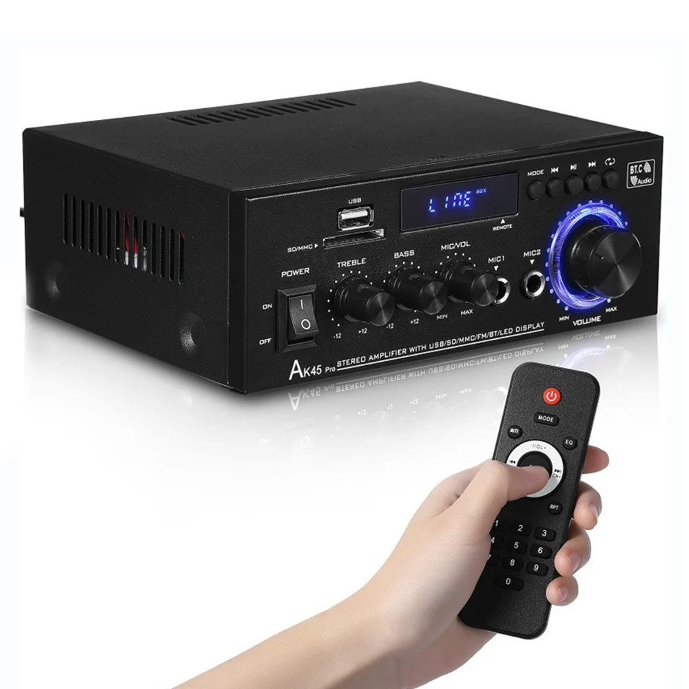 AK45 Pro 820W HiFi Digital Amplifier Channel 2.0 Bluetooth Audio AMP Bass Speaker Rated Power 50W×2 for Home Car Karaoke
AK45 Pro 820W HiFi Digital Amplifier Channel 2.0 Bluetooth Audio AMP Bass Speaker Rated Power 50W×2 for Home Car Karaoke