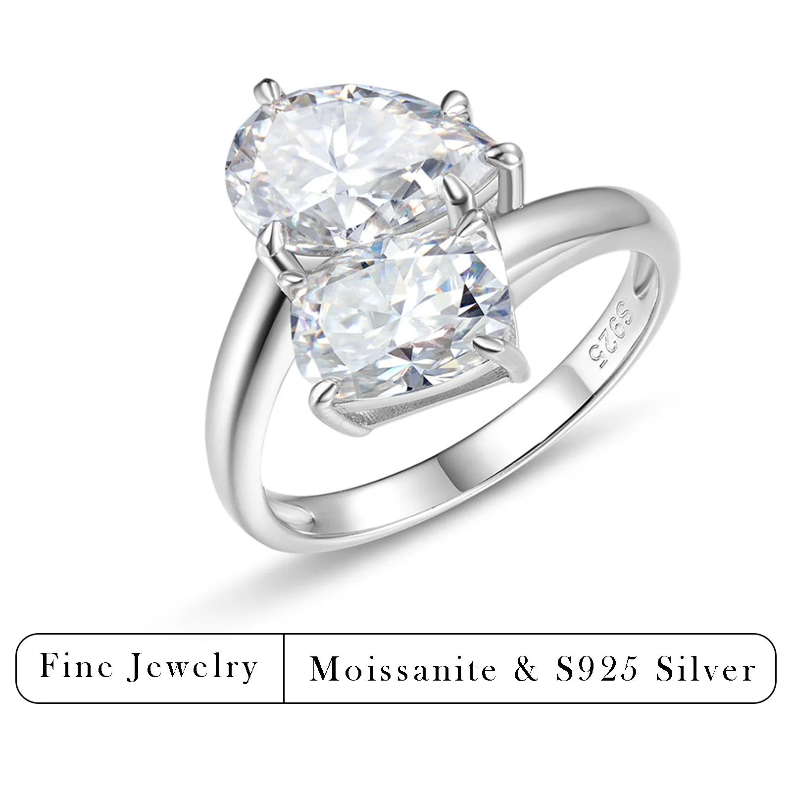 3.5 CTW S925 Silver Oval & Pear Moissanite Toi Et Moi Ring Intertwined Band Fine Jewelry Engagement Gift for Women
3.5 CTW S925 Silver Oval & Pear Moissanite Toi Et Moi Ring Intertwined Band Fine Jewelry Engagement Gift for Women