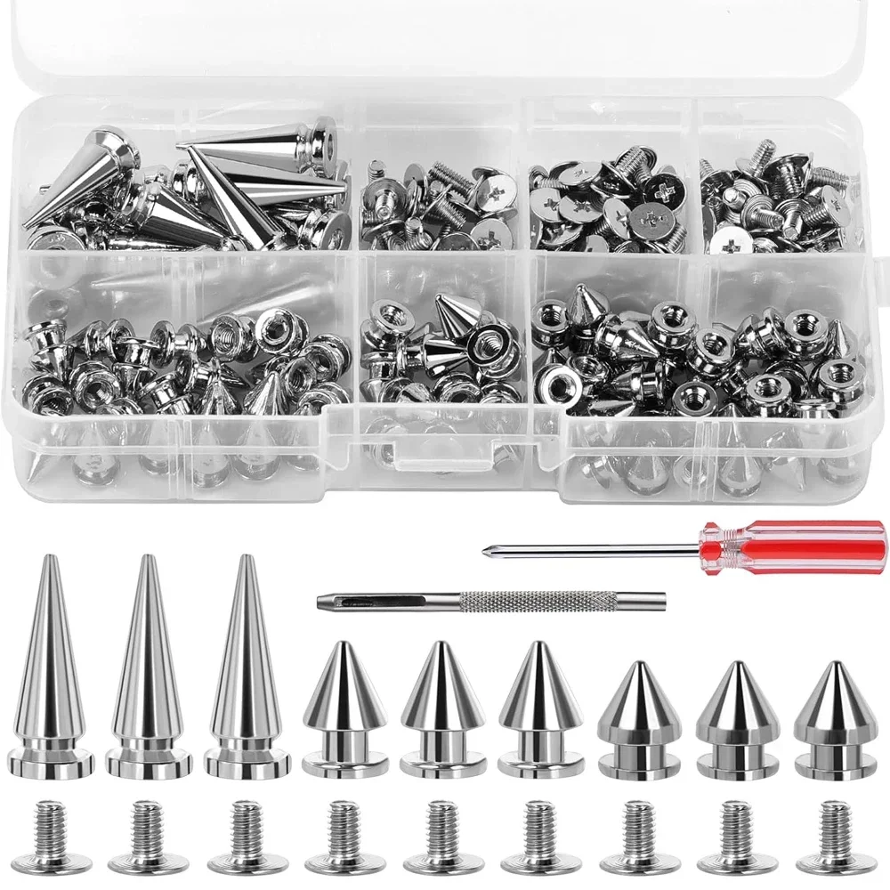 LMDZ Silver Multiple Sizes Cone Spikes 3 Sizes Metal Tree Spikes Studs for Punk Style Clothing Accessories DIY Craft Decoration
LMDZ Silver Multiple Sizes Cone Spikes 3 Sizes Metal Tree Spikes Studs for Punk Style Clothing Accessories DIY Craft Decoration