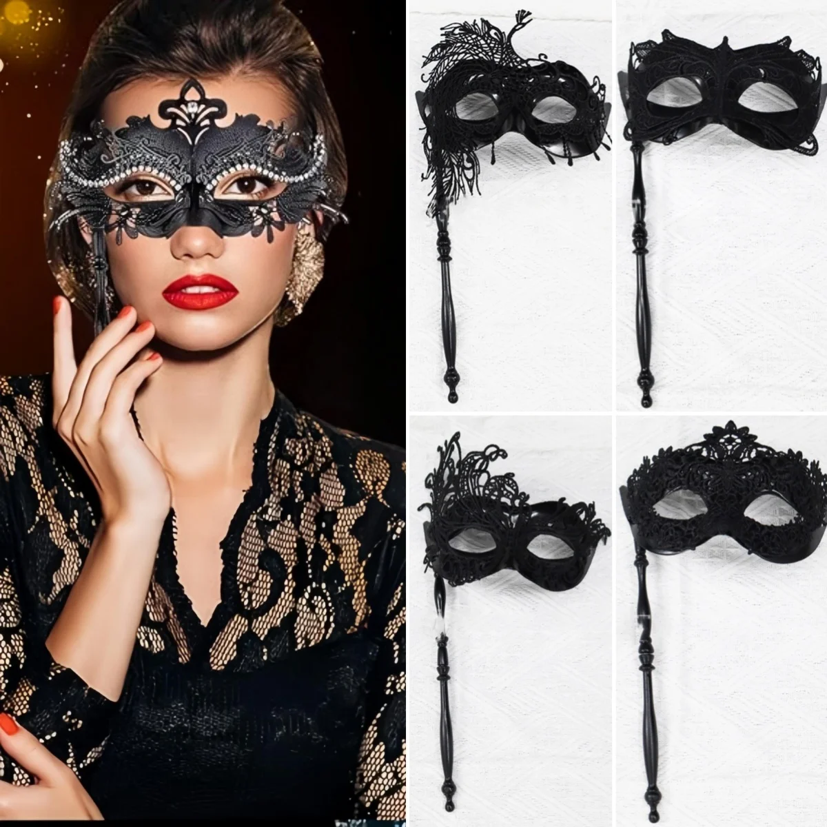 Lace Handheld Stick Mask Venetian Masquerade Masks For Women Mardi Gras Carnival Party Costumes Accessory 
Lace Handheld Stick Mask Venetian Masquerade Masks For Women Mardi Gras Carnival Party Costumes Accessory
