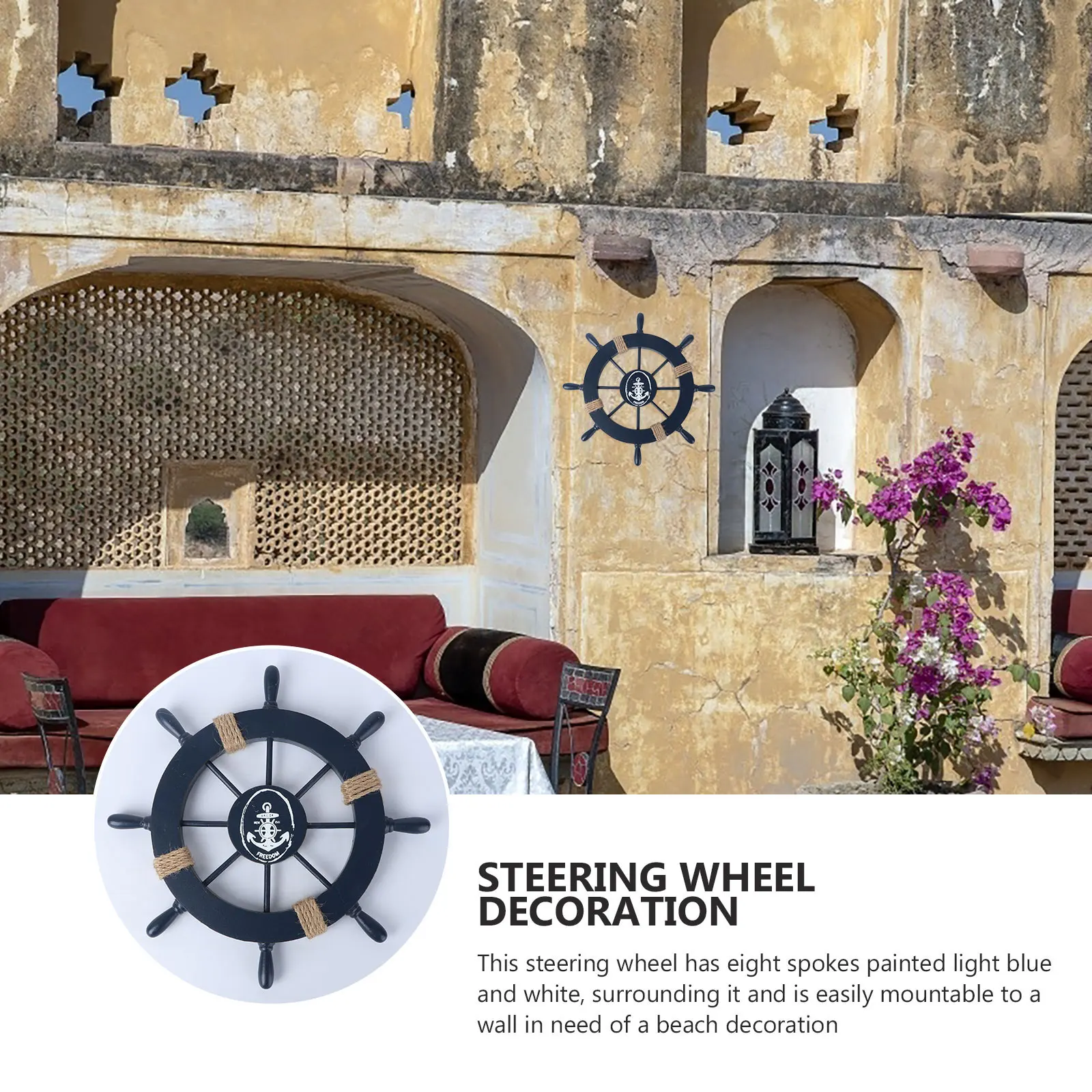 Wooden Ship Wheel Home Decor Nautical Hanging Boat Steering Wheel Mediterranean Style Rowing Wall Art Blue 8 Spokes Mountable
Wooden Ship Wheel Home Decor Nautical Hanging Boat Steering Wheel Mediterranean Style Rowing Wall Art Blue 8 Spokes Mountable