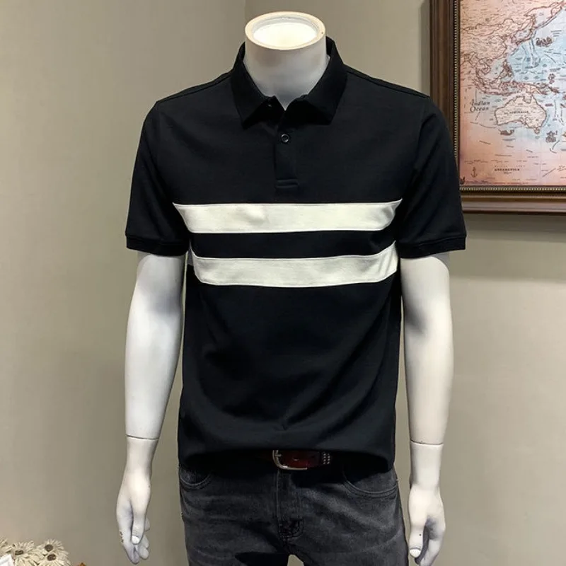 Splicing with Collar T Shirt for Men Contrast Color Black Man 100℅ Cotton Polo Shirts Fashion 2025 High Quality Luxury Summer
Splicing with Collar T Shirt for Men Contrast Color Black Man 100℅ Cotton Polo Shirts Fashion 2025 High Quality Luxury Summer