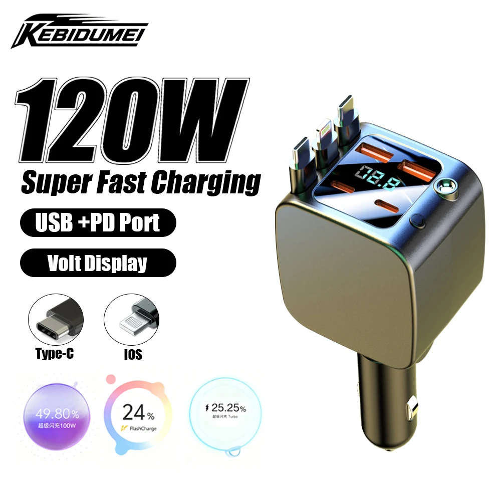 KEBIDUMEI D4 Выдвижное автомобильное зарядное устройство 7-в-1 Кабель для быстрой зарядки USB PD Порт Type-C Адаптер питания Зарядные устройства для телефонов со звездчатыми огнями
KEBIDUMEI D4 Выдвижное автомобильное зарядное устройство 7-в-1 Кабель для быстрой зарядки USB PD Порт Type-C Адаптер питания Зарядные устройства для телефонов со звездчатыми огнями