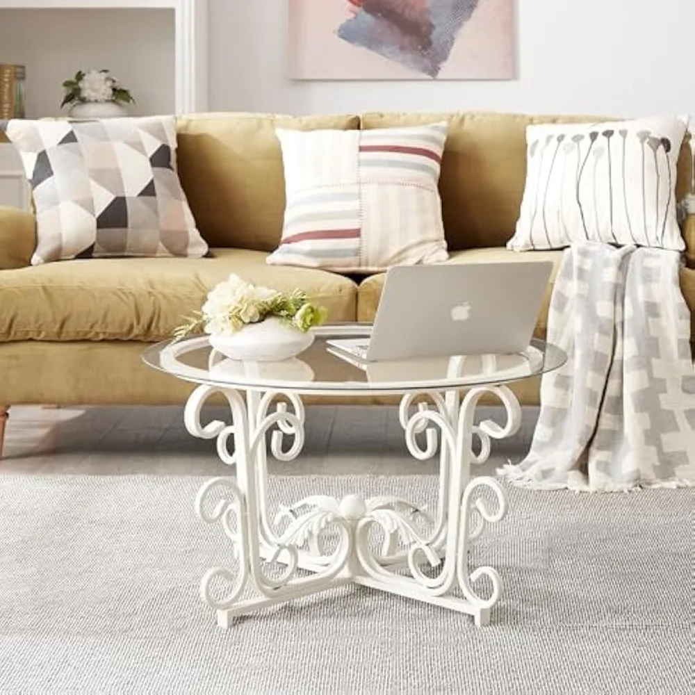 31.4" Round Glass Tea Table, White Round Coffee Table with Glass top, Suitable Tea Table for Living Room
31.4" Round Glass Tea Table, White Round Coffee Table with Glass top, Suitable Tea Table for Living Room