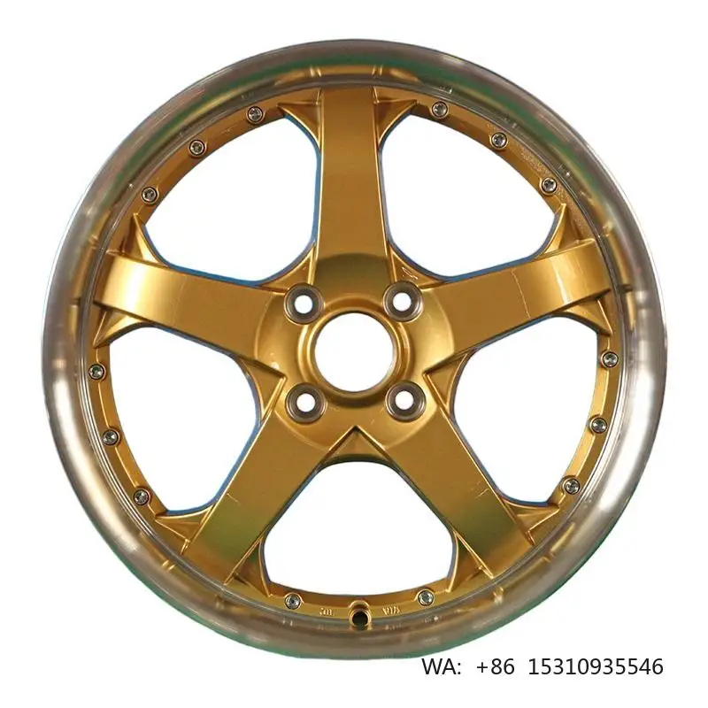 Five spoke golden alloy rim precise 4x100 PCD compact sedan aftermarket street tuning wheel
Five spoke golden alloy rim precise 4x100 PCD compact sedan aftermarket street tuning wheel