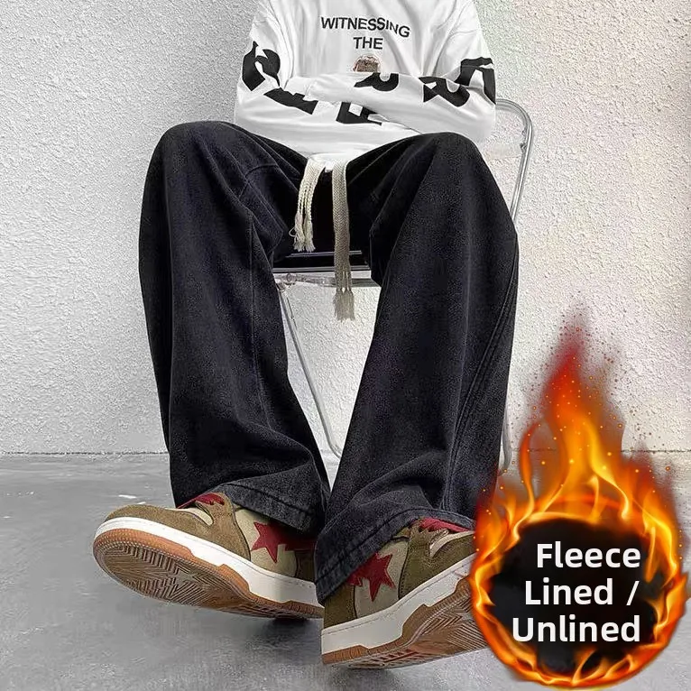 Свободные широкие джинсы, мужские повседневные брюки прямого кроя с завязками, теплые зимние длинные брюки в американском стиле High Street
Свободные широкие джинсы, мужские повседневные брюки прямого кроя с завязками, теплые зимние длинные брюки в американском стиле High Street